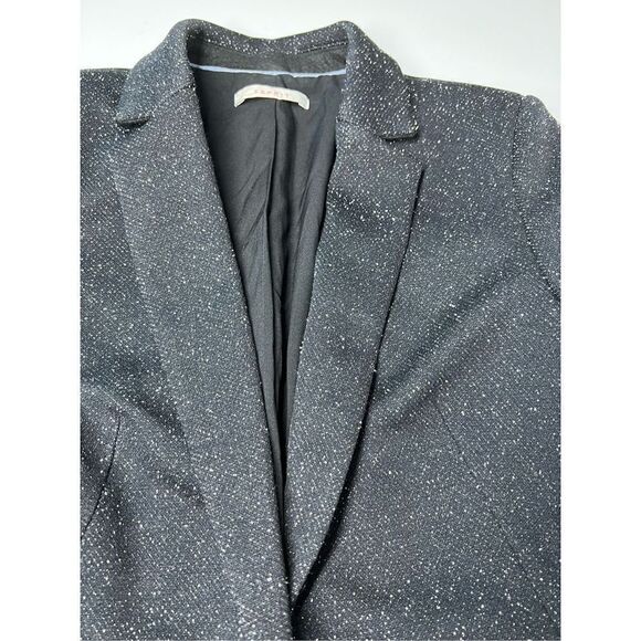Esprit Black Gray Twill Blazer Suit Size 8 One Button Patches on sleeves - Picture 10 of 16